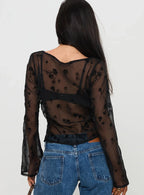 Broken Clocks Long Sleeve Top Black