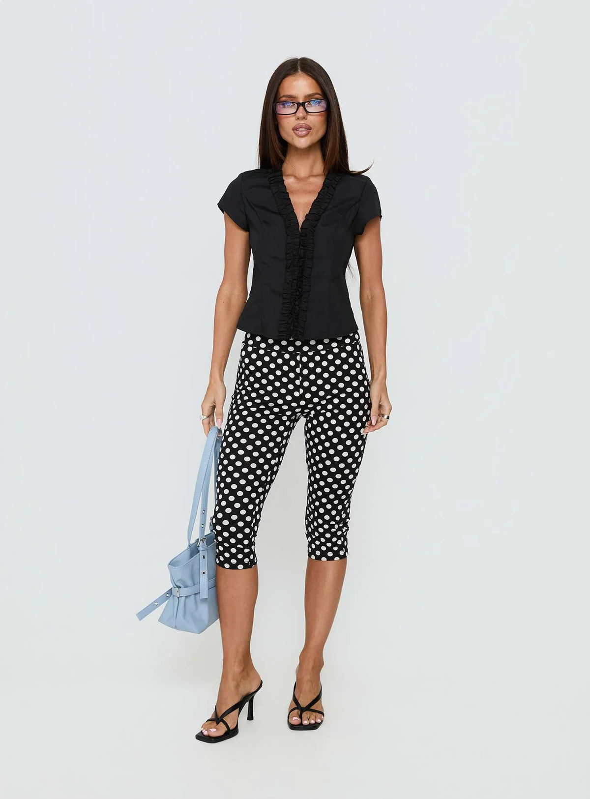 Isadonna Capri Pants Black Polka Dot
