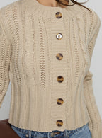 Donielle Cable Knit Cardigan Beige