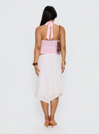 Adrea Asymmetrical Midi Skirt White