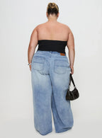 Naylor Mid Rise Wide Leg Jeans Light Wash Denim Curve