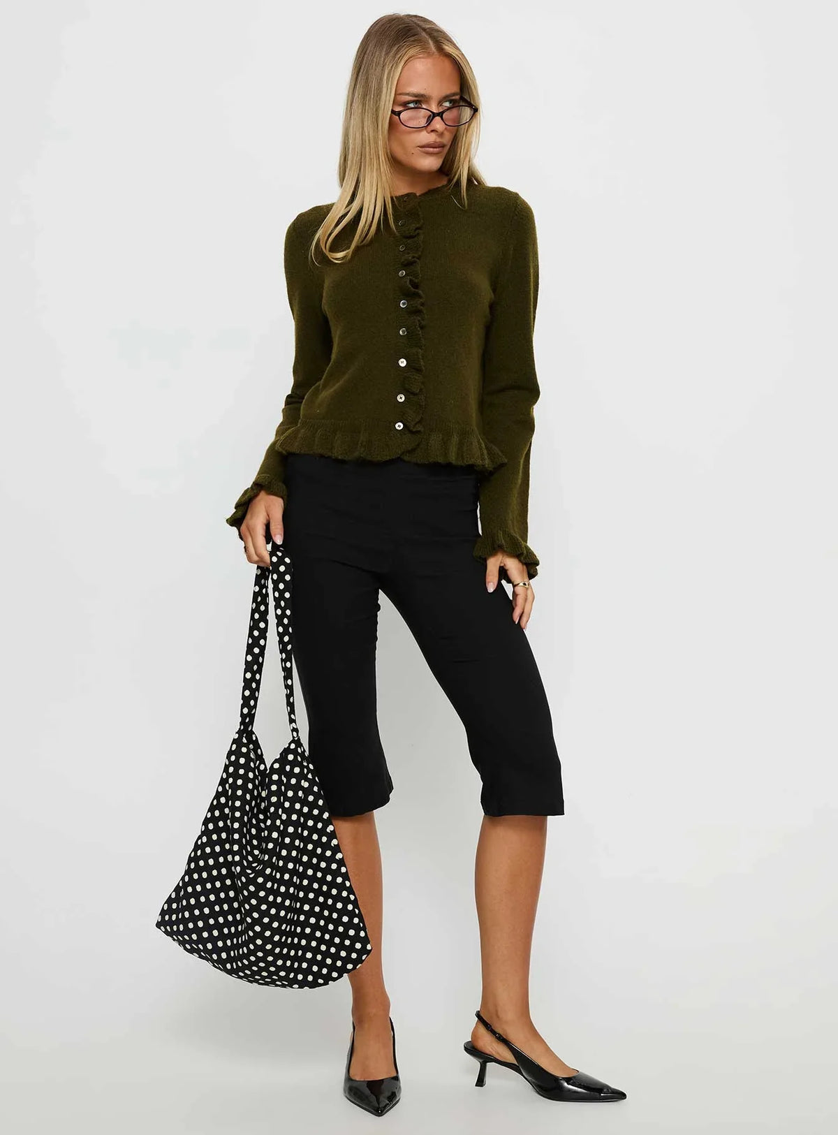 Inclination Frill Cardigan Moss