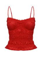 Angelie Jacquard Ruched Top Red