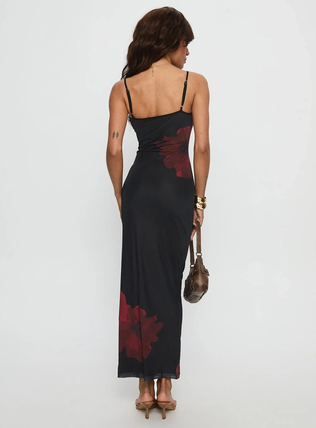 Lucky to Love Maxi Dress Black Red Floral