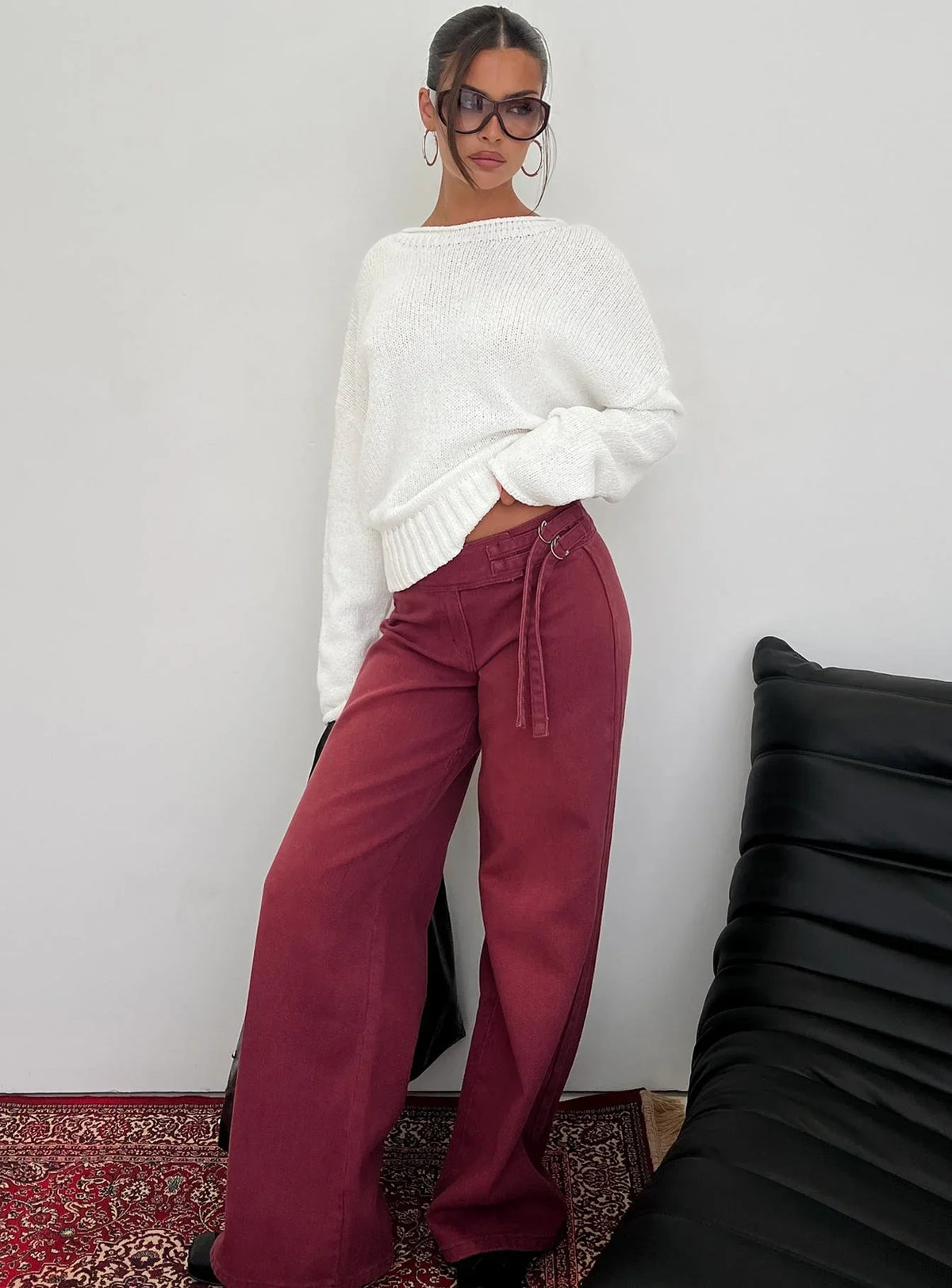 Reannon Wide Neck Knit Sweater White