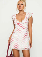 I Guess So Mini Dress White Burgundy Petite
