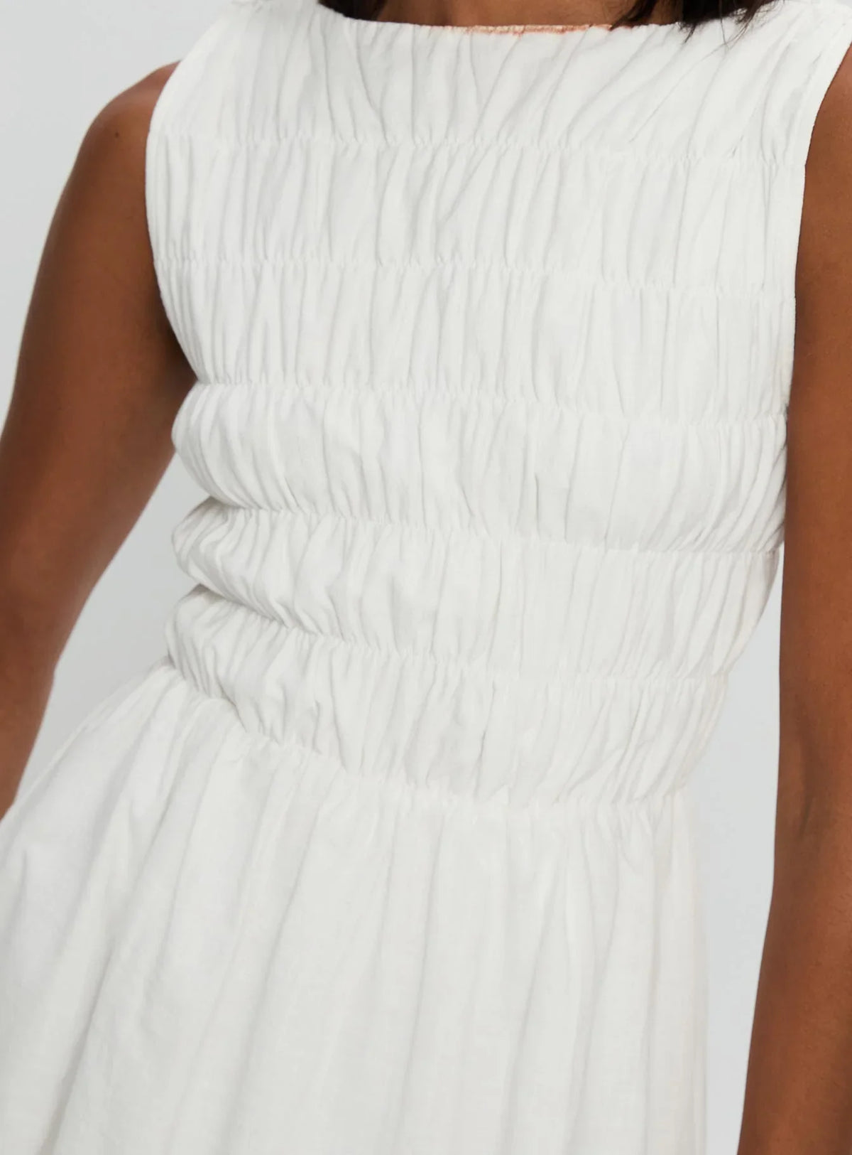 Melona Shirred Mini Dress White