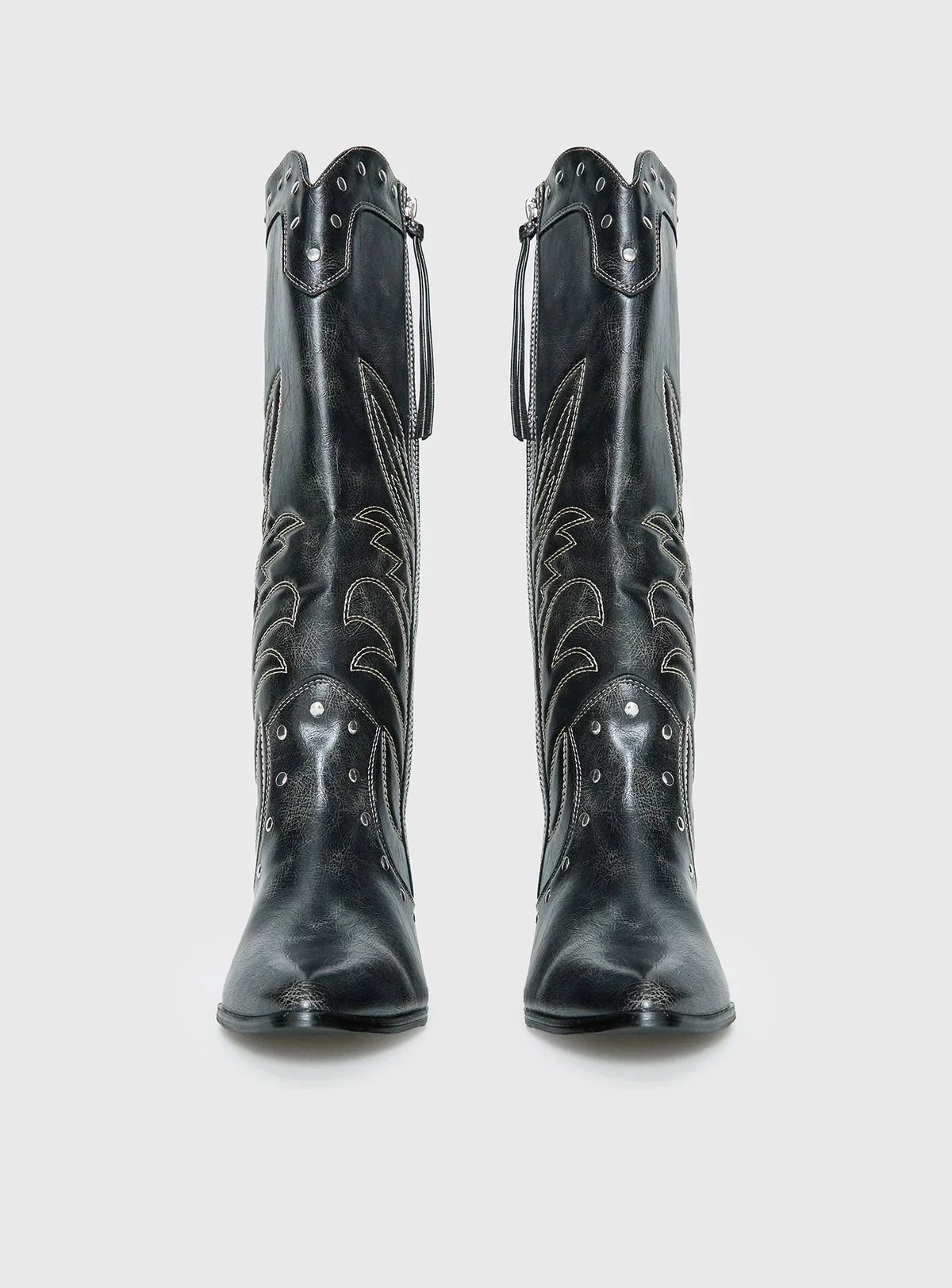 Austin Distressed Cowboy Boots Black