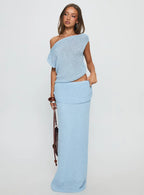 Courter Boucle Off Shoulder Top Blue