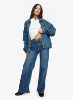 Fawcett High Rise Straight Leg Jeans Dark Blue Wash