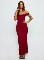 Anabeila Strapless Frill Maxi Dress Red