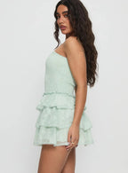 Sunkiss Frill Mini Dress Green Burnout