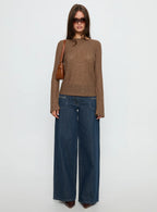 Unwritten Mid Rise Wide Leg Jeans Dark Blue Wash