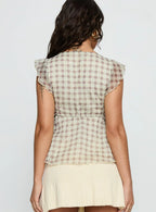 Auroraah Frill Top Yellow Check