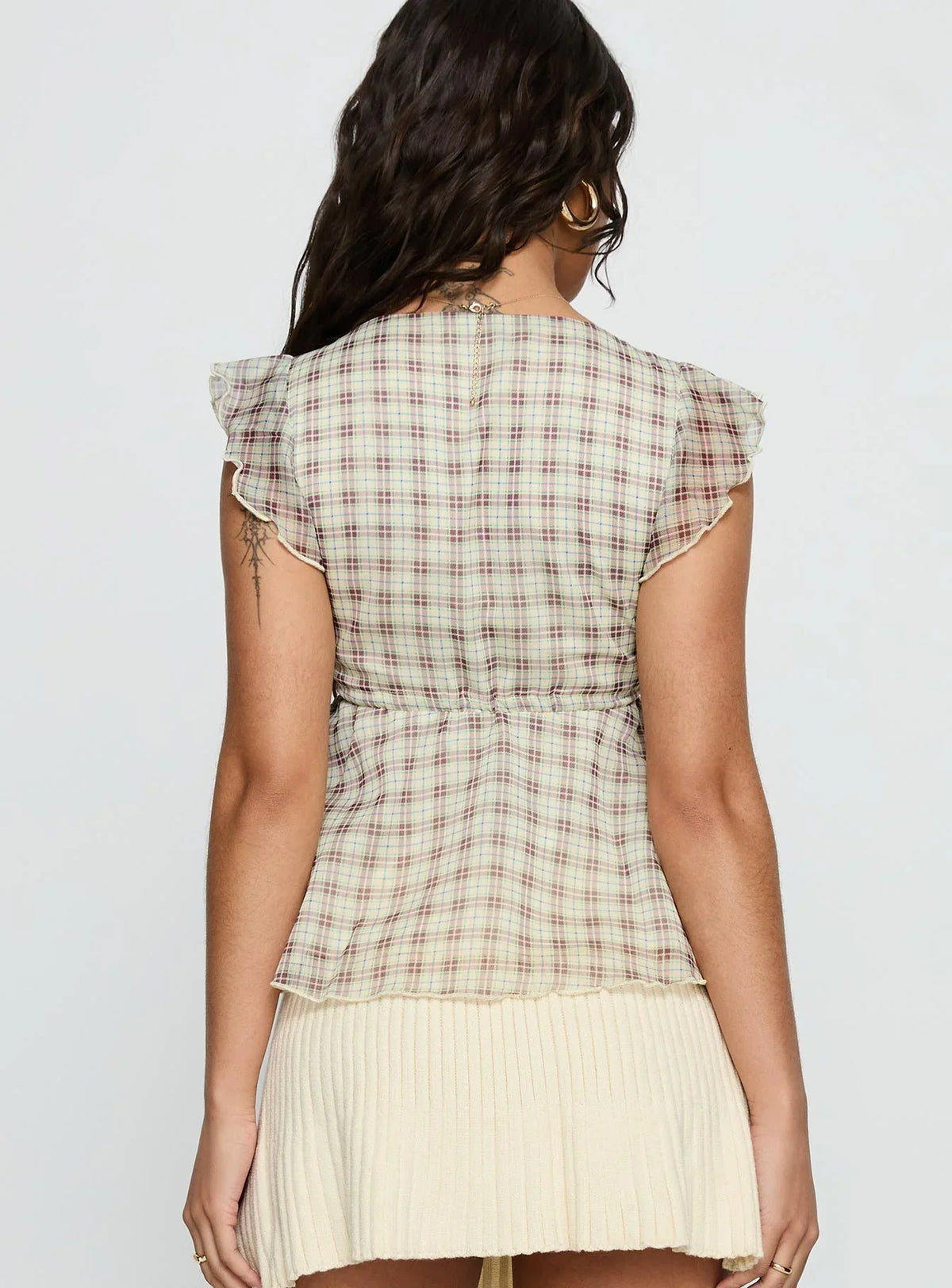 Auroraah Frill Top Yellow Check