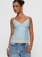 Majorie Layered Top Blue Cream