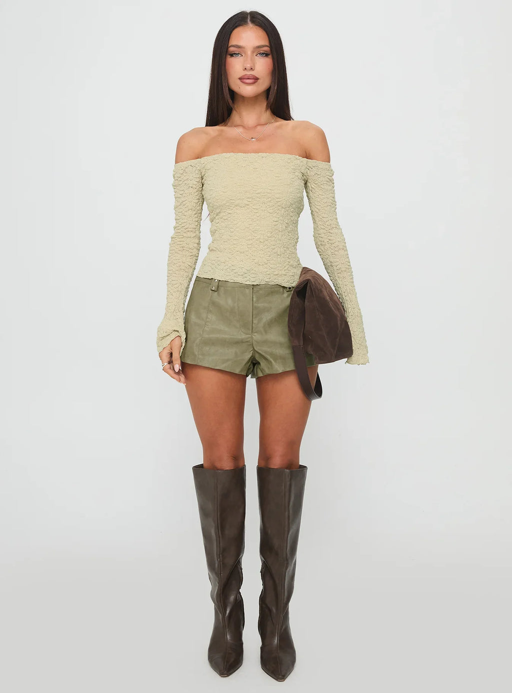 Kenickie Stud Micro Shorts Khaki
