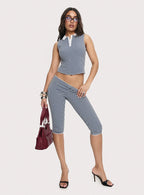 Tuka Capri Navy Gingham