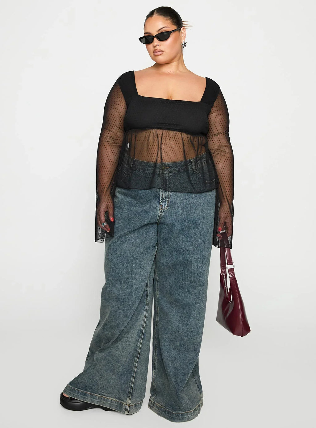 Fiorello Long Sleeve Top Black Curve