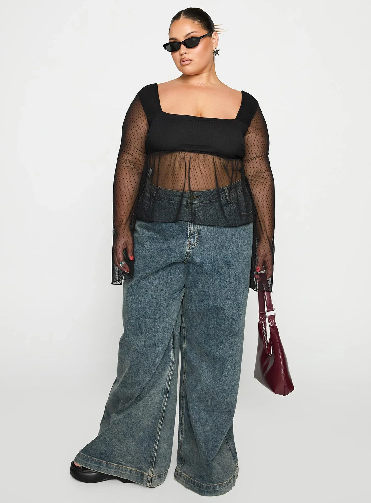Fiorello Long Sleeve Top Black Curve
