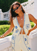 Grazia Vest Top Cream Blue