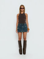 Gazelle Distressed Denim Skort Vintage Blue Wash