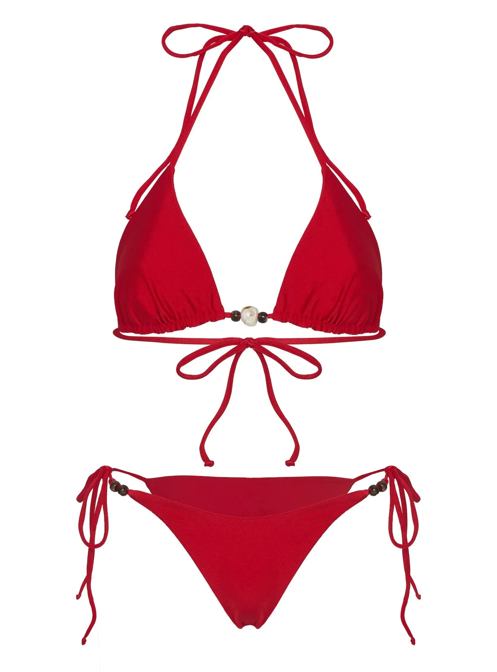 Nevaeh Beaded Bikini Top Red Shimmer