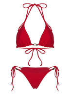 Nevaeh Beaded Bikini Top Red Shimmer
