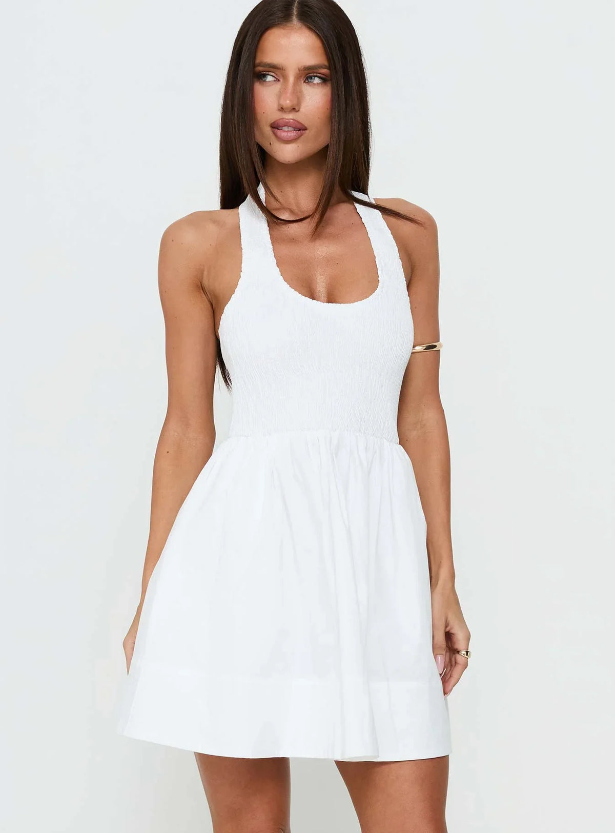 These Words Halter Mini Dress White