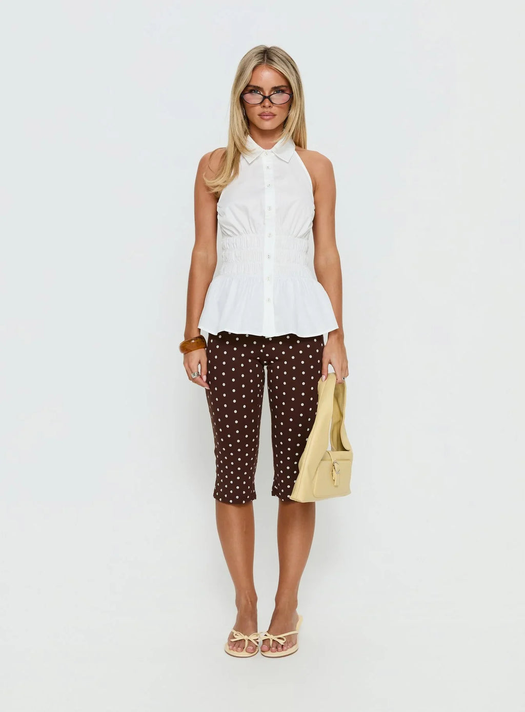 Samaira Capri Pant Brown Polka Dot