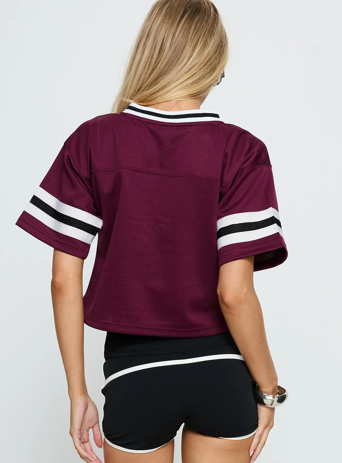 Harvard Cropped Football Jersey Tee Red