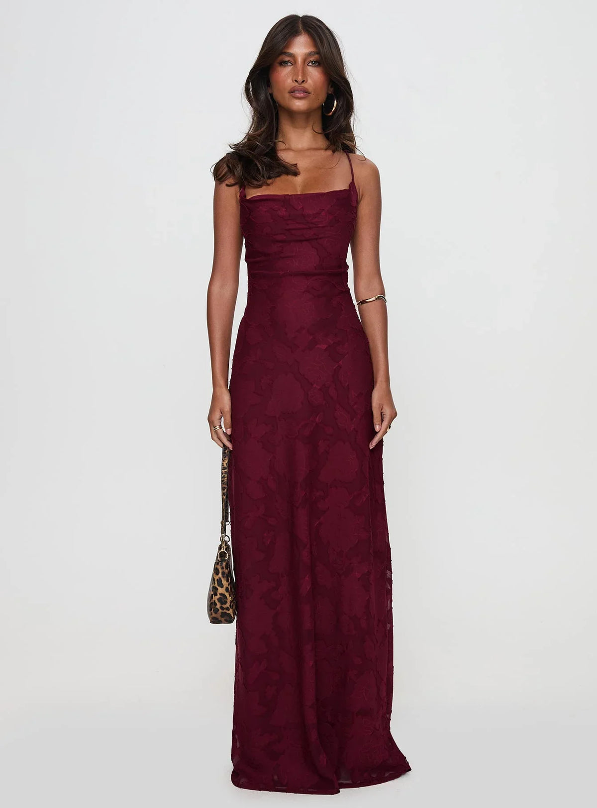 Celena Maxi Dress Burgundy Burnout Petite