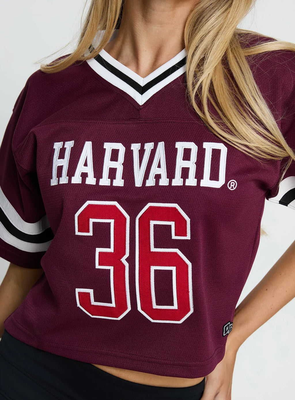 Harvard Cropped Football Jersey Tee Red