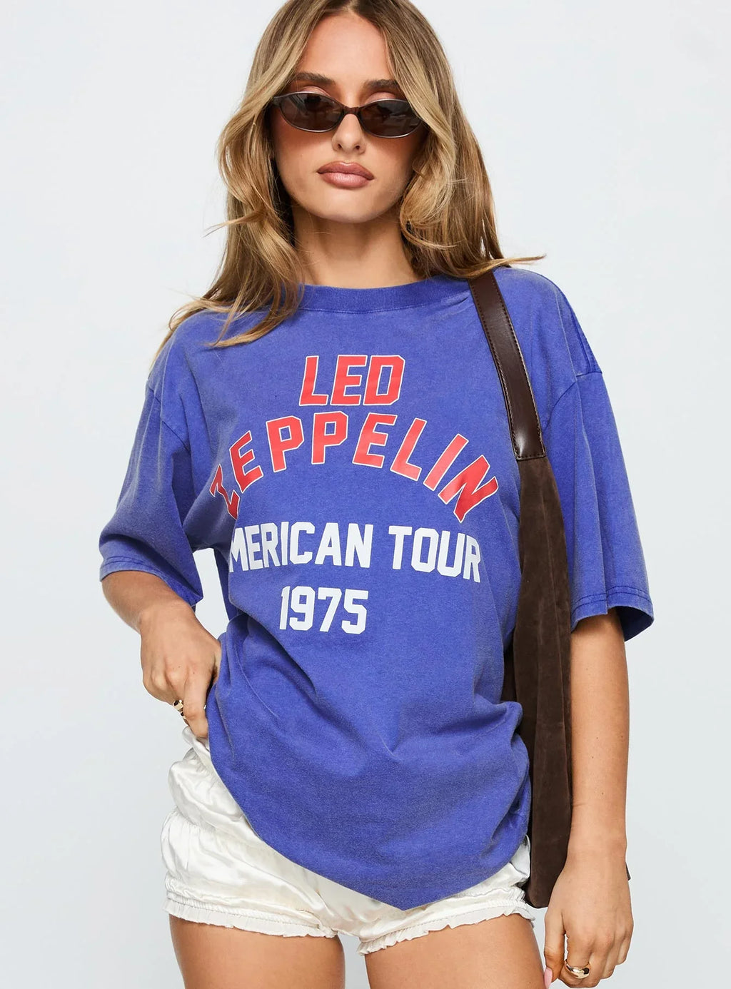 Led Zeppelin Vintage Oversized Graphic Tee Blue