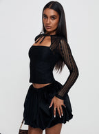 Worth My Time Tie Neck Cut Out Top Black