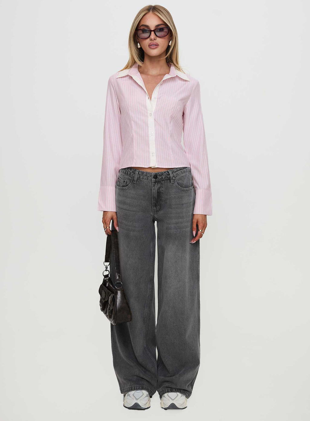 Ramos Low Rise Wide Leg Jeans Grey Wash