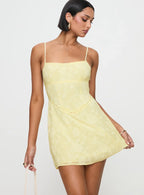 South Of France Mini Dress Yellow Petite
