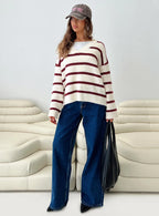 Forte Knit Sweater Red Cream
