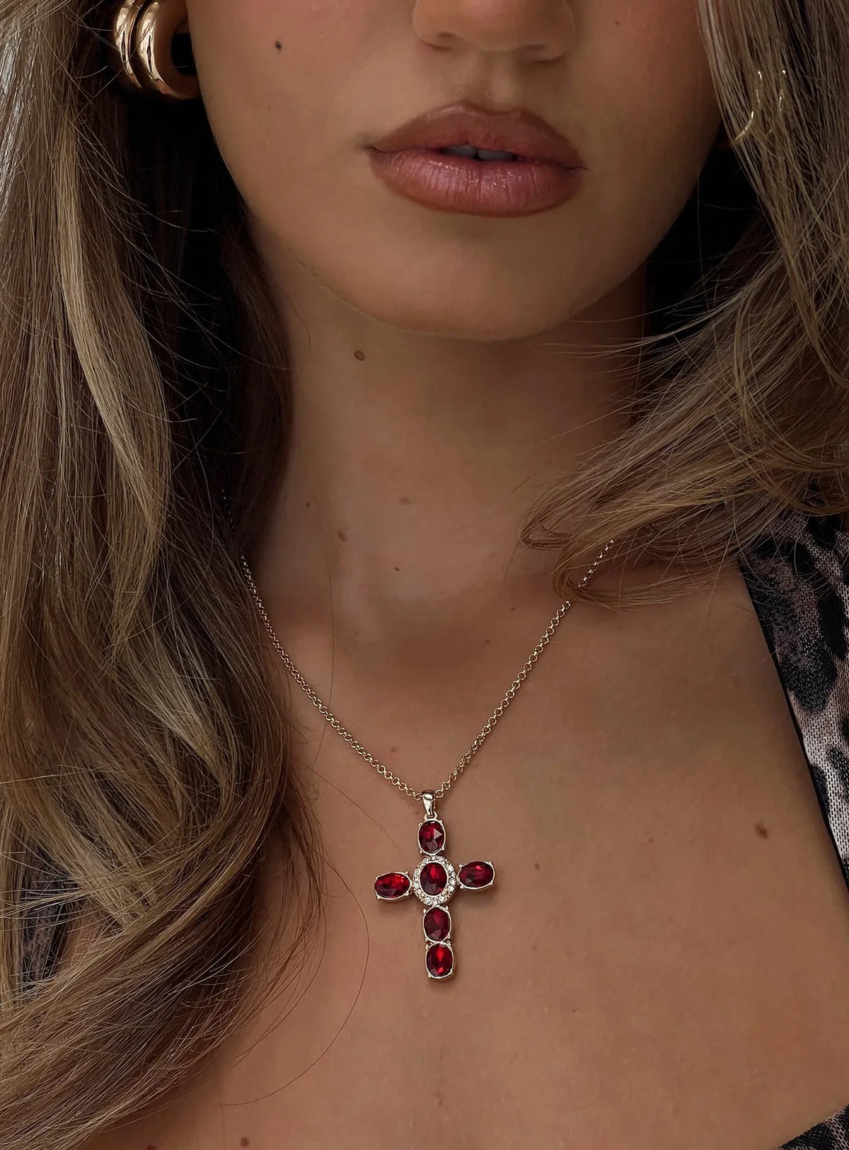 Jacintha Necklace Gold Red