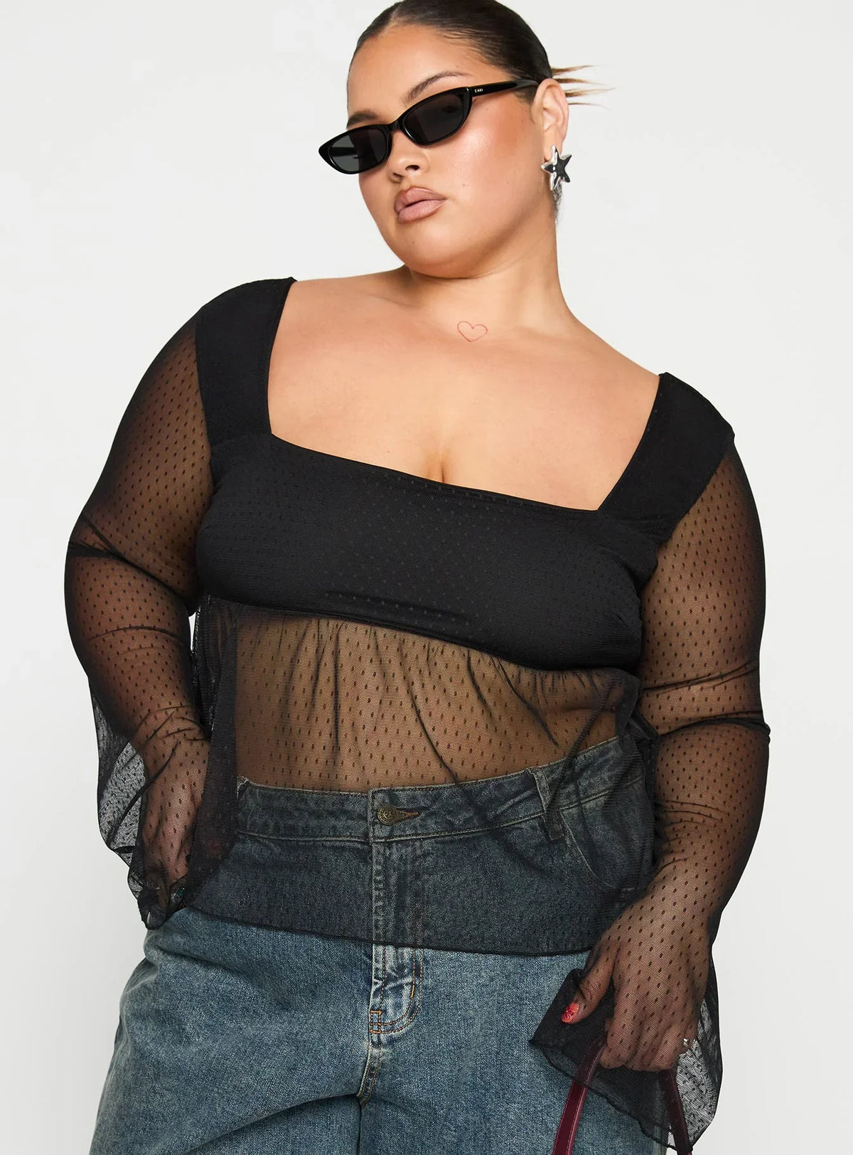 Fiorello Long Sleeve Top Black Curve
