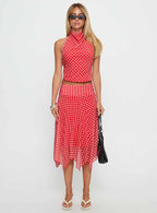 Scenic Route High Neck Top Red Check