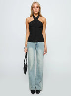 Light Is Coming Cross Detail Top Black