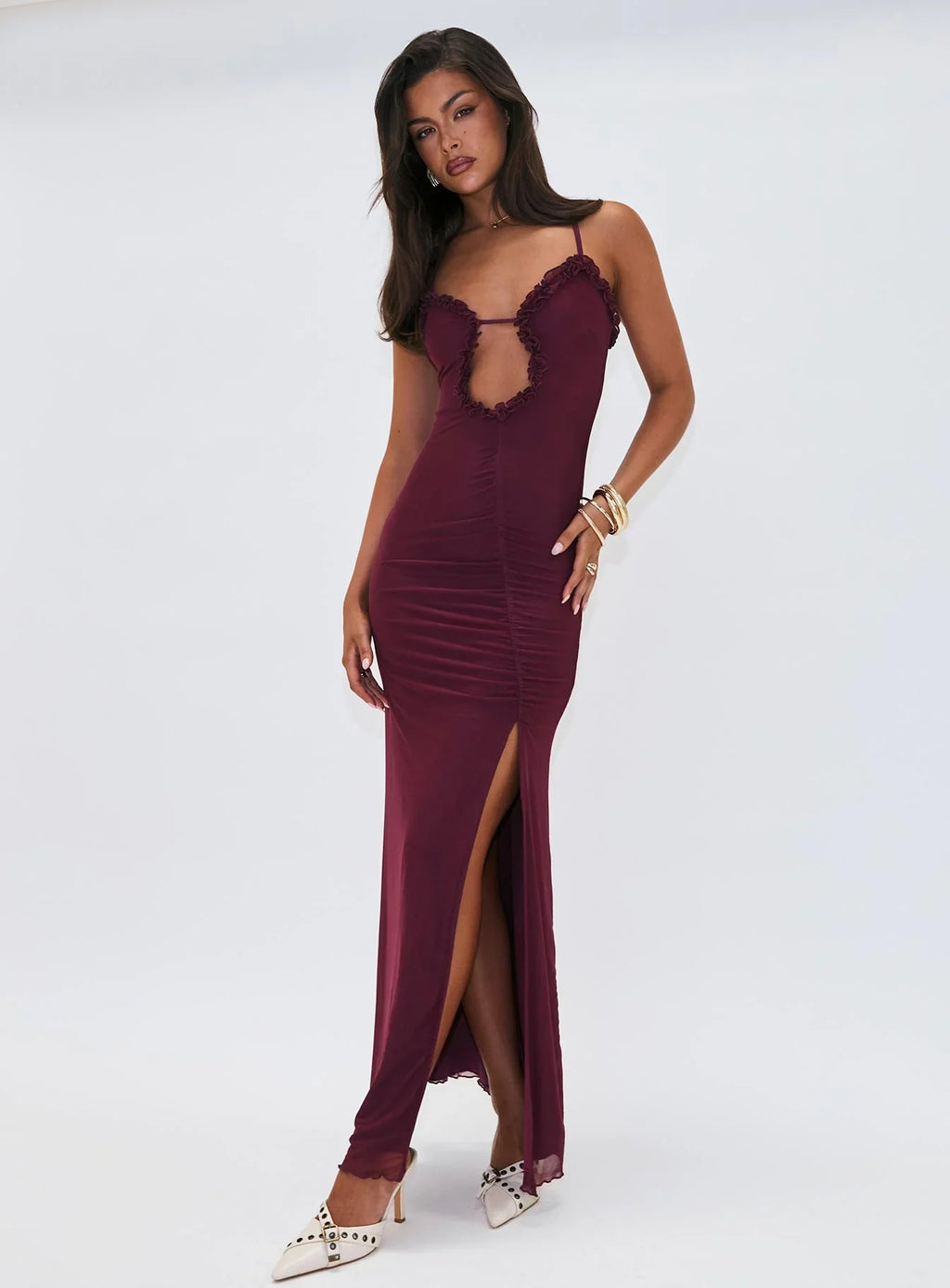 Soulina Ruched Maxi Dress Purple