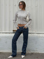 Charismatic Low Rise Flared Jeans Dark Pinstripe