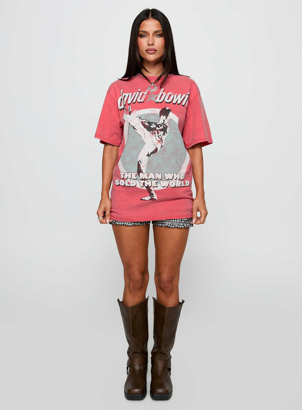 David Bowie Vintage Oversized Graphic Tee Red