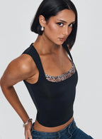 Xandi Top Black Leopard