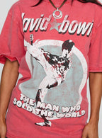 David Bowie Vintage Oversized Graphic Tee Red