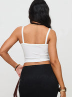 Essentials Ruched Rib Cami Top White
