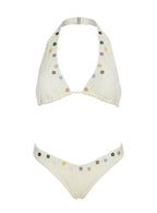 Lynea Halter Button Detail Bikini Top Butter