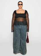 Fiorello Long Sleeve Top Black Curve